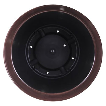Garden Elements Indoor/Outdoor Glazed Brushed Happy Plastic Planter, Large, Dark Brown, 15" - color: Dark Brown