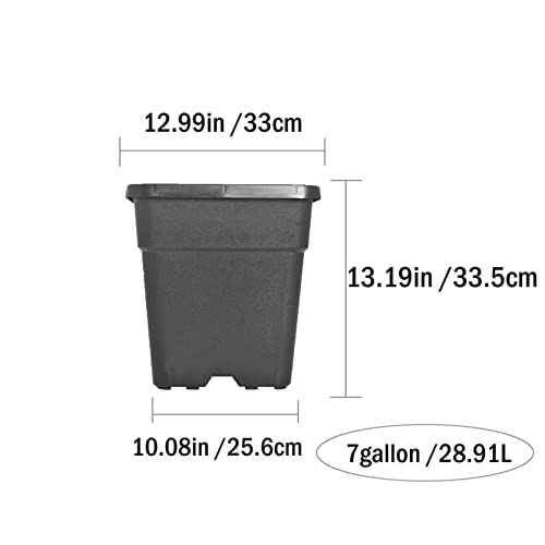 10-Pack 7 Gallon Square Plant Nursery Pot Black Nursery Container (7 Gallon) - size: 7 Gallon