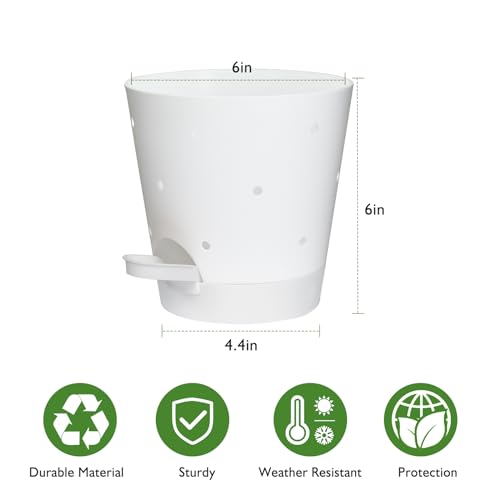 Vanslogreen 6 Inch Orchid Pots with Holes, Self Watering Plant Pots, 2 Pack - color: White