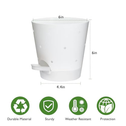 Vanslogreen 6 Inch Orchid Pots with Holes, Self Watering Plant Pots, 2 Pack - color: White
