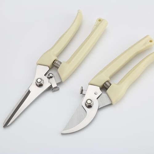 2-Piece Pruning Shears Set, Straight & Curved Bypass Garden Clippers, Professional Hand Pruners for Gardening, Fruit Picking, Flower Trimming, Bonsai, Vegetables, Vineyard
