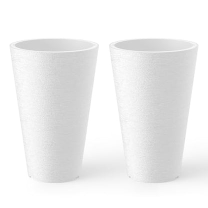 Kante Set of 2 White Plastic Round Planters 15" Tall Home & Outdoor - color: White, size: 15" H