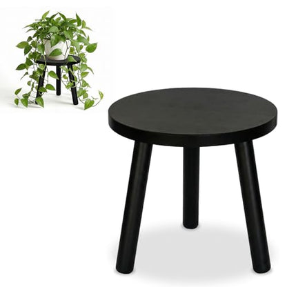 Wood Plant Stands Indoor, Black Plant Stand Modern Plant Table for Large Plants, Wooden Plant Stool, Tall Plant Holder Small Round Side for Living Room, Balcony, Office (1 Pack) - color: Black
