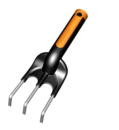 Fiskars Tri-material garden claw; 3 teeth, length: 25 cm, stainless steel teeth, black/orange, premium, 1000728 - style: Garden Claw