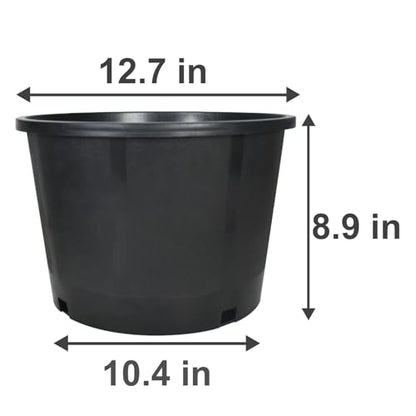 Plant Nursery Pot 10-Pack 5 Gallon Short Plastic Garden Planter Pots Flower Seedling Injection Molded Container Seed Starting Pot Set for Indoor Outdoor Plants Seedlings Vegetables Black - size: Short 5 Gallon