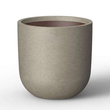 Kante Large Round Capsule Weathered Concrete Planter 16.5" Dia, Outdoor - color: Weathered Concrete, size: 16.5"Dia x 16.5"H