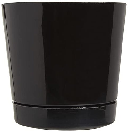 Root & Vessel Majestic Full Depth Round Cylinder Pot, Glossy Black, 8-Inch (10088) - color: Black, size: 8 Inch