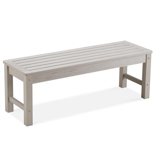 Psilvam 47" Backless Outdoor Bench for 2-Person, 700 LBS Capacity, Grey - color: Grey, size: 1 pack
