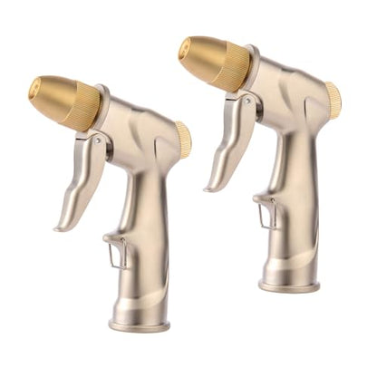 garden nozzle, high-pressure and heavy-duty metal nozzle, with 5 adjustable spray modes, high-pressure handheld sprayer, suitable for watering plants, cleaning houses, cars, and pets(2pcs)