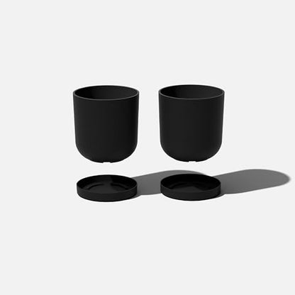 Veradek Mason Series Lima Planter & Drip Tray - Large Round Outdoor Planter - color: Black, size: 10 inches - 2 Pack with Saucers