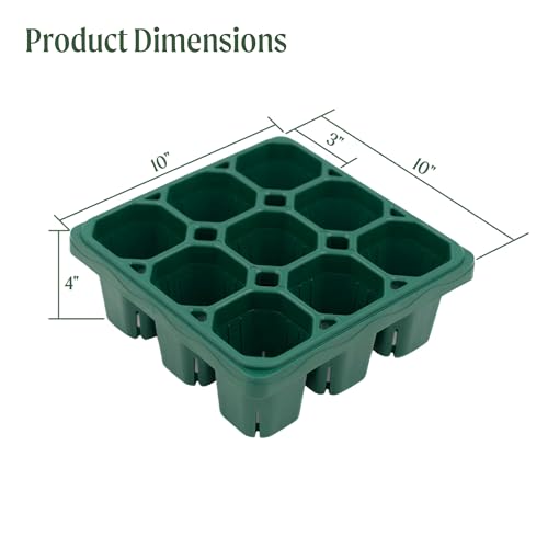 Vego garden Giga Seedling Trays - 8 Pack, 9-Cell UV-Resistant Reusable Starter Trays for Greenhouse/Garden (No Lids) - size: 8 Packs, style: 9 Cells Giga Size