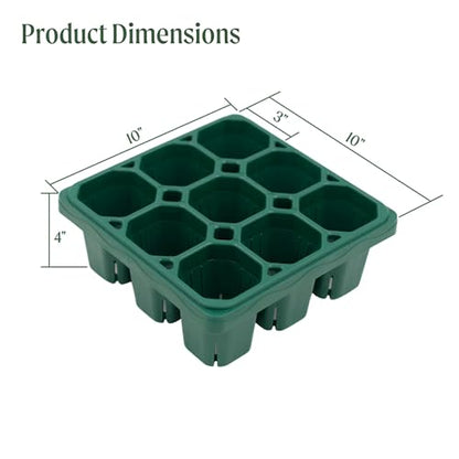 Vego garden Giga Seedling Trays - 8 Pack, 9-Cell UV-Resistant Reusable Starter Trays for Greenhouse/Garden (No Lids) - size: 8 Packs, style: 9 Cells Giga Size
