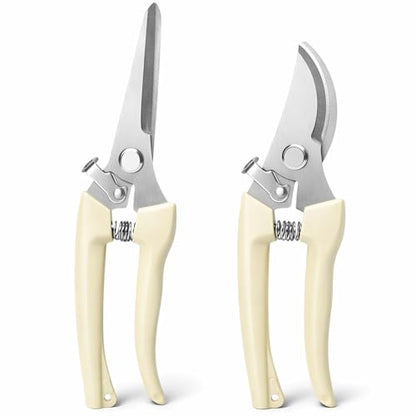 Pruning Shears,Ahoooot 2Pcs Pruning Shears for Gardening,Professional Garden Shears for Flowers, Bonsai and Fruits Picking (1pc Straight & 1pc Curved)