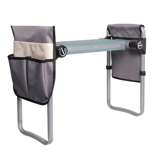 Garden Kneeler and Seat, 2024 Upgraded Foldable Heavy Duty Kneeling Bench with 2 Tool Bags and Soft EVA Foam Pad for Senior, Green - color: Green-2 Bag, size: General