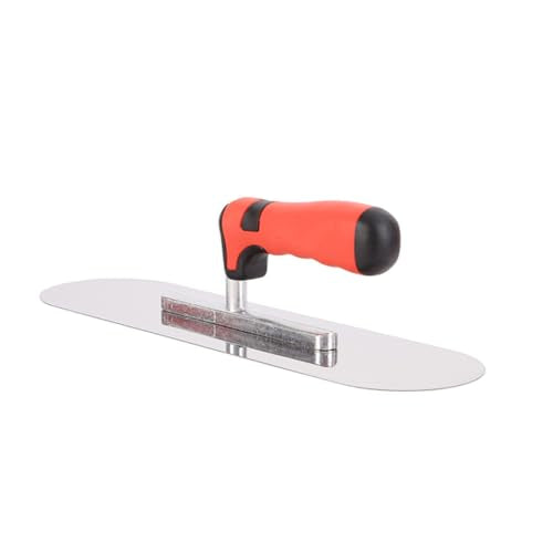 Concrete Tools Stainless Steel Pool Trowel, 14" x 4" Masonry Hand Tool with Soft Grip Handle, Lightweight, Plastering Trowel for Drywall Plastering Construction, Round End (Large:14"L x 4"W) - size: Large:14"L x 4"W