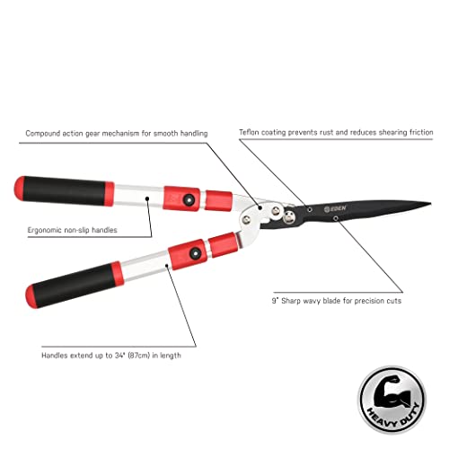 Eden 39022 Extendable Hedge Shears with Wavy Blade