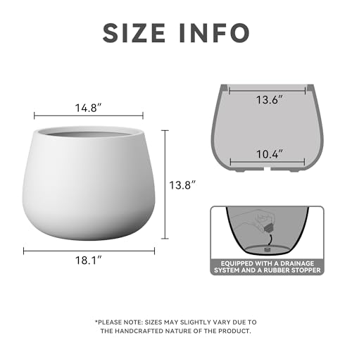 Kante Accent Round Curved White Concrete Planter 18.1" Dia, Outdoor - color: White, size: 18.1"Dia x 13.8"H