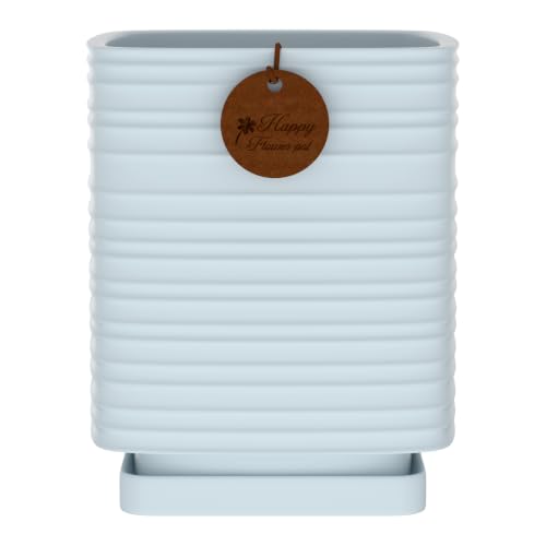 5.1 Inch Blue Ceramic Planter with Drainage and Saucer - color: Light Blue, size: Small
