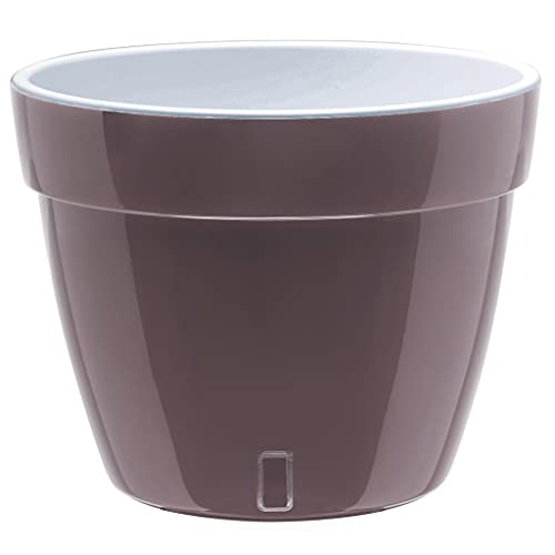 Gardenera 7.1" ASTI Self Watering Planter in Shade/White - Modern Flower Pot with Water Level Indicator for All House Plants, Flowers, Herbs, Succulents and Hanging Plants - color: Shade/White, size: 7.1 Inch