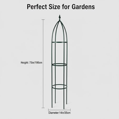 100% Metal Garden Obelisk Trellis Heavy Duty 6.3 ft for Climbing Vines - color: Green, size: Large