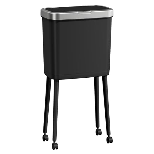 Procade Kitchen Garbage Can with Legs and Wheels,Narrow Rolling Trash Can - color: Black