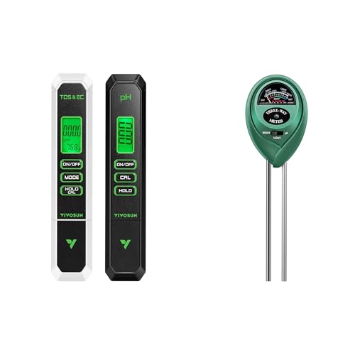 VIVOSUN Digital pH and TDS Meter Kits and Soil Tester, 3-in-1 Plant Moisture Meter Light and PH Tester for Home, Garden, Lawn, Farm, Indoor and Outdoor Use, Promote Plants Healthy Growth