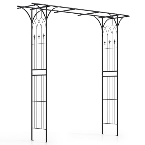 Giantex Garden Arbor Wedding Arch for Ceremony Party, Metal Trellis Archway for Climbing Plants Rose Grape Vines, Steel Frame Pergola Decoration for Backyard Patio Lawn Pathway, Easy to Assemble - size: 81"W x 81"H