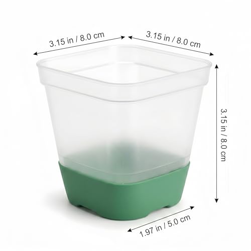 12 Pack 3.2 Inch Square Nursery Pots - Clear Seed Starter Pots, Reusable Seedling Pots with Silicone Base - Clear Plastic