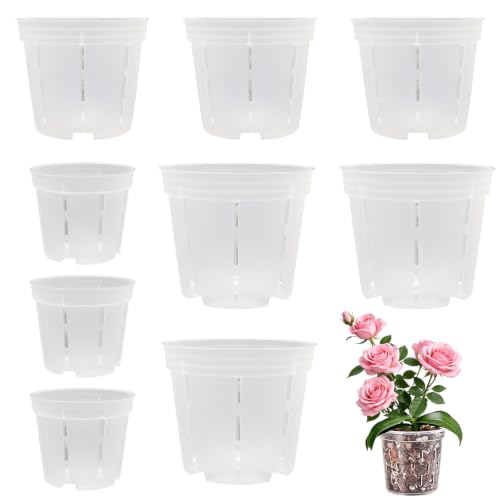 Orchid Pot with Drainage Holes, 9 Pack 4/5/6 Inch Clear Plastic Breathable Slotted Pots for Repotting-Root Control Planter-Sturdy Plastic Plant Pot for Butterfly Orchid, Hydroponics, Indoor & Outdoor - size: 4/5/6 Inch 9Pcs