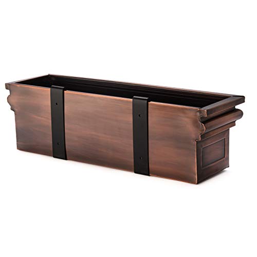 H Potter Window Box Planter with Brackets - 30" Copper Finish - Flat Back
