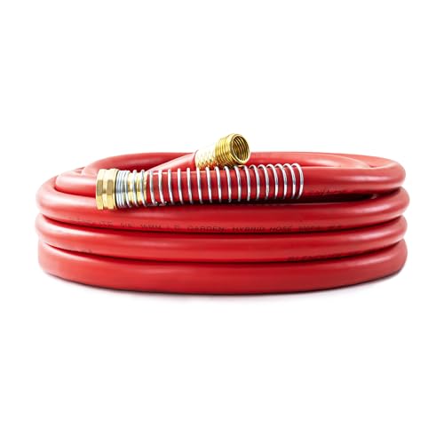 5/8" Garden Hose 30ft, -40℉ To 190℉ Hot/Cold Rubber hose, Red - color: Red, size: 30Ft