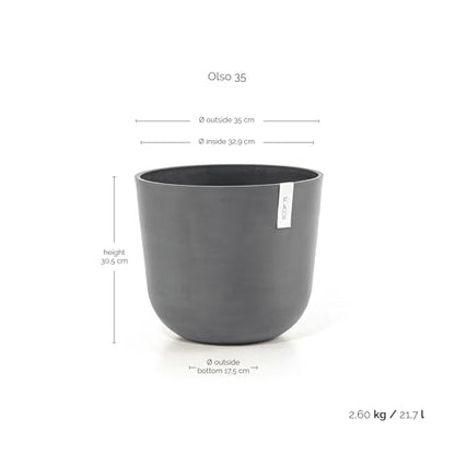 Ecopots Oslo Round Flower Planter, Grey, 14" - color: Gray, size: 14"