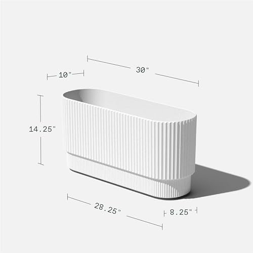 Veradek Demi Series Long Planter - Wide Outdoor Planter - color: White, size: 30 inch - 2 Pack