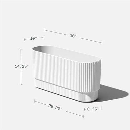 Veradek Demi Series Long Planter - Wide Outdoor Planter - color: White, size: 30 inch - 2 Pack