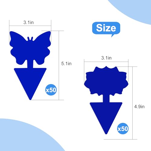 Fruit Fly Traps, 100 Pack Blue Sticky Traps, Fungus Gnat Traps, Plant Fly Stickers for Indoor and Outdoor Use Protect The Plant - color: Blue, size: 100 Pack