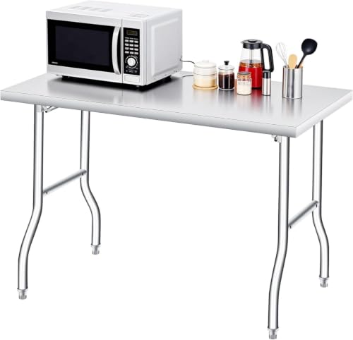 Stainless Steel Foldable Work Table 48x24, Heavy Duty Utility Workbench