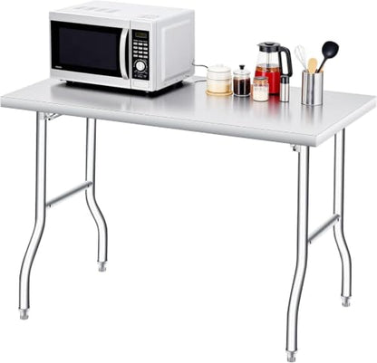 Stainless Steel Foldable Work Table 48x24, Heavy Duty Utility Workbench