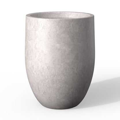 Kante Large Round Bullet CON Gray Concrete Planter 21.7" Tall, Outdoor - color: Light Gray