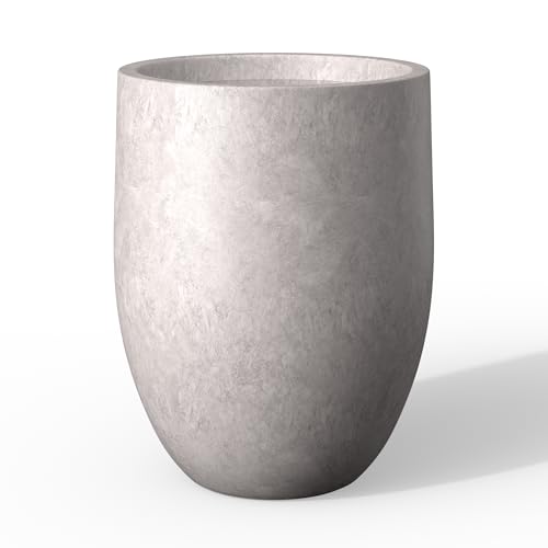 Kante Large Round Bullet CON Gray Concrete Planter 21.7" Tall, Outdoor - color: Light Gray