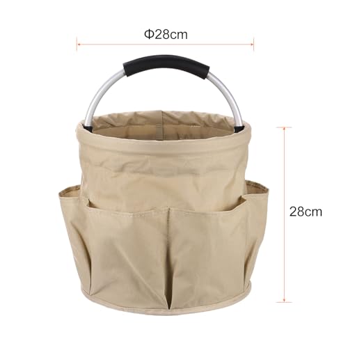 HARFINGTON Garden Tool Bag 17L Large Oxford Waterproof with Pockets Garden Tote Bag Gardening Plant Tool Organizer Storage Carrier Store for Outdoor Women Men, Khaki - color: Khaki