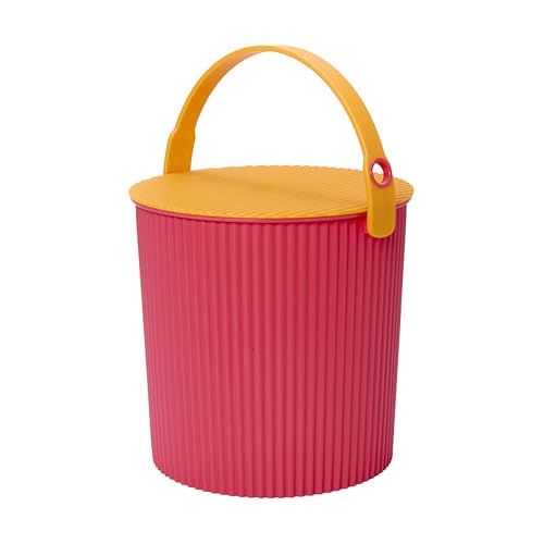 Hachiman Large Bucket, 2.6 Gallon Heavy Duty Bucket with Lid & Handle - color: Pink & Orange, size: Large