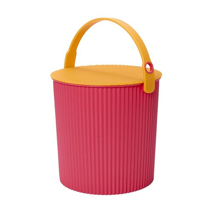 Hachiman Large Bucket, 2.6 Gallon Heavy Duty Bucket with Lid & Handle - color: Pink & Orange, size: Large