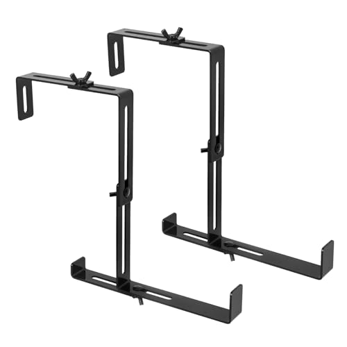 Window Box Brackets, Adjustable Hanging Railing Planter Box, Heavy Duty Wall Mount Iron Flower Box Holder for Railing Deck Patio Windowsill (2 Pack) - size: 2 Pcs