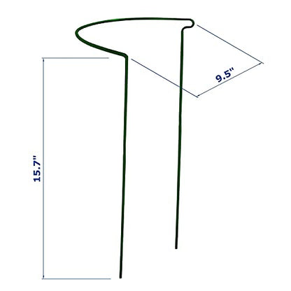 12 Pack 15.8 Inch High Plant Stake,Garden Plant Support,Half-Round Peony Cage Plant Ring Hoop - size: 9.5x15.8Inch-12Pack