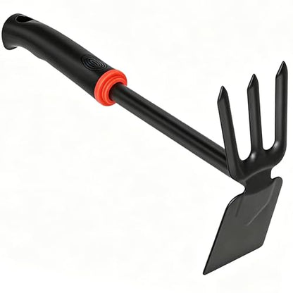Garden Hoe Weeding Tool 2-in-1 Dual Head Hand Cultivator Iron Tool - color: Black Garden Hoe Set