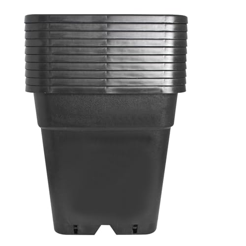 Plant Nursery Pot 10-Pack 3 Gallon Square Plastic Garden Planter Pots Flower Seedling Injection Molded Container Seed Starting Pot Set for Indoor Outdoor Plants Seedlings Vegetables Black
