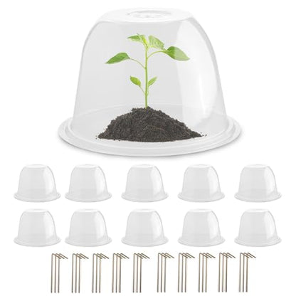 10" D × 6.7" H Plant Protectors from Animals, Garden Cloches for Seedlings Nursery Pots, Durable Humidity Domes with Ventilation Holes, Clear Plant Covers, Mini Greenhouse for Plants 10-Pack - size: 10" D × 6.7" H 10P