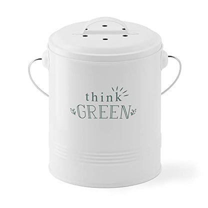 Barnyard Designs 1.2 Gallon Kitchen Counter Compost Bin with Lid (White) - color: White