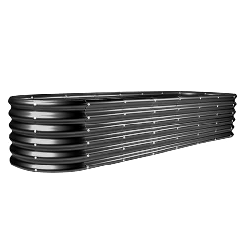 Land Guard 8×2×1.5ft Galvanized Raised Garden Bed Kit, Raised Garden Boxes Outdoor, Oval Metal Raised Garden Beds for Vegetables, Gray - color: Gray, size: 8x2x1.5ft