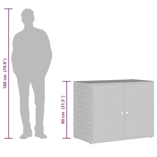 vidaXL Garden Storage Cabinet Gray 39.4"x21.9"x31.5" Poly Rattan - color: Gray